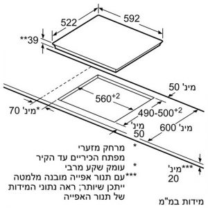 ‏כיריים חשמליות Bosch PKE611B17Y בוש מתצוגה